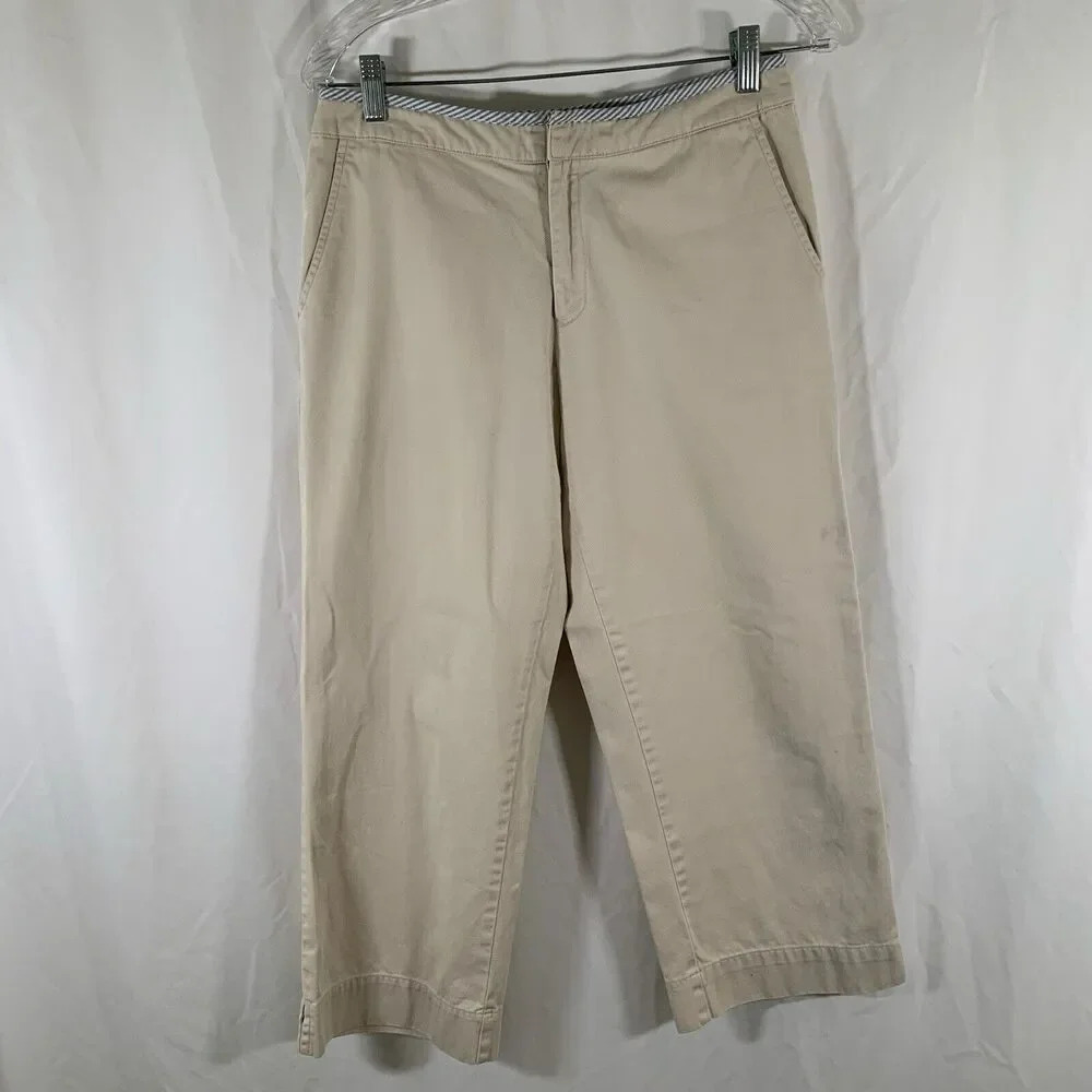 Tommy Hilfiger Pants Women's 4 Khaki Chino Button Zip 100% Cotton
